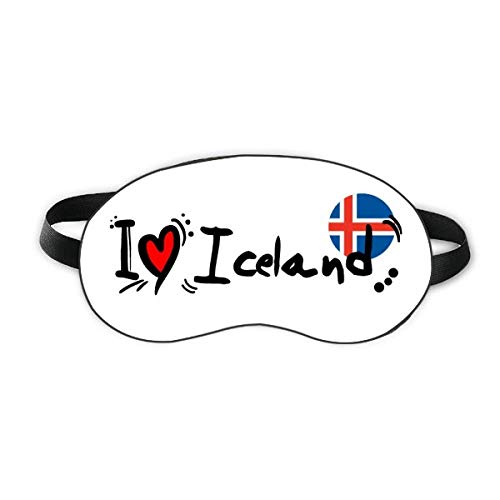 אני אוהב איסלנד דגל מילה אהבה איור לב שינה מגן עיניים