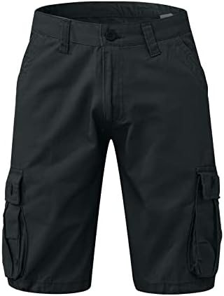 גברים של מכנסיים קצרים מטען חיצוני רופף מכנסי קז ' ואל רב כיס מוצק צבע מכנסיים קצרים