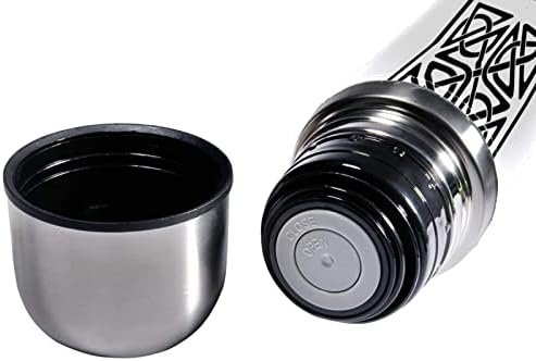 SDFSDFSD 17 גרם ואקום מבודד נירוסטה בקבוק מים ספורט ספורט קפה ספל ספל מעביר עור אמיתי עטוף BPA בחינם, קישוט לאומי קלטי שחור בצורת צלב