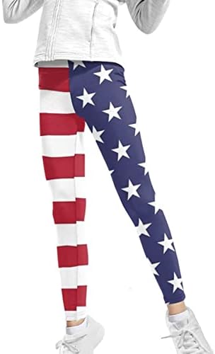 WANYINT דגל אמריקאי הדפס בנות בנות חותלות כחול אדום פס מכנסיים אתלט