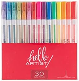 שלום, אמן! סט עט ג'ל צבעוני מגוון, 30 חלקים, ניאון, פסטל וצבעים מתכתיים, דיו לייבוש מהיר