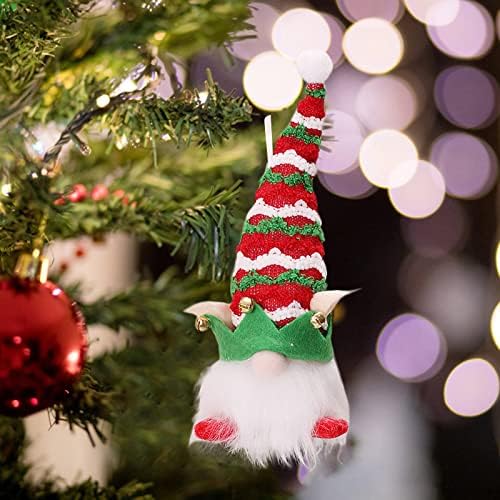 קישוטים יצירתיים חסרי פנים עץ בובת בובת בובה בובה כובע תלוי מיני חג המולד סרוג עיצוב הבית שרשראות קריסטל למלאכה