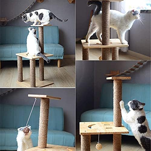 חתול עץ דירה גרוד חתול מגדל חתול עמוד סיסל חבל חתול לתפוס לוח תוצרת בית טחינת טופר צעצוע חתול טיפוס מסגרת מוצק עץ חתול עץ חתול פלטפורמת