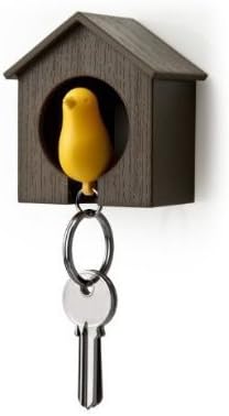 טבעת מפתח בית השובך איילת-בית חום עם ציפור צהובה