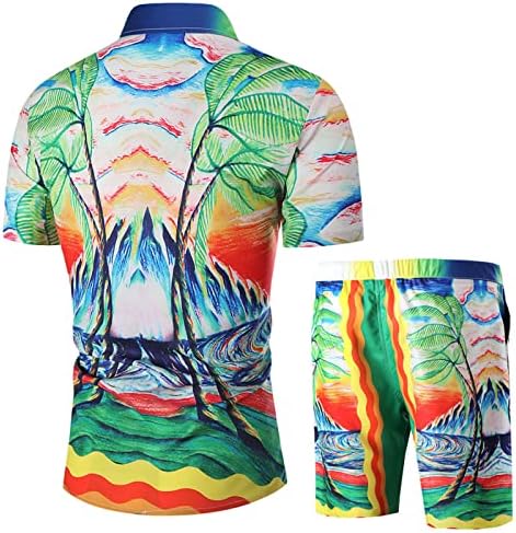 תלבושות אימוניות 2 חלקים לגברים חולצת הוואי תלת מימד גדולה וגבוהה