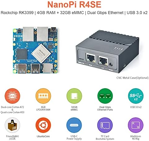 youyeetoo Nanopi R4SE מיני נתב OpenWRT עם Dual-Gbps Ethernet 4GB LPDDR4 32G eMMC מבוסס RK3399 Soc עבור הרבה NAS בית חכם שער