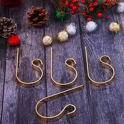 אורטוט 4 חתיכות ווים של גרב לחג המולד ווים מתכת ווים גרבי חג המולד קליפים לוויקי קולב, זהב