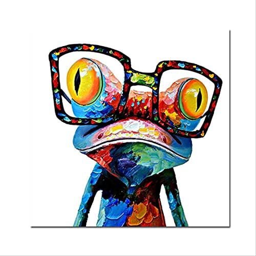 צפרדעי צבע צפרדע שמן ציור שמן ציור קריקטורה לחדר ילדים קישוט ציור צביעת בד ציור קיר ביתי 24x24 אינץ '
