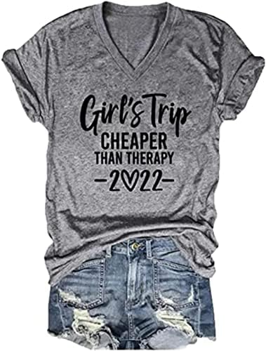 ילדה של טיול זול יותר מאשר טיפול חולצה לנשים אותיות מודפס מצחיק בנות טיול 2023 חולצות קיץ חופשת חולצה