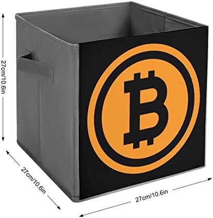 לוגו ביטקוין לאחסון בד מתקפל בארגן קובס קופסאות מתקפלות עם ידיות