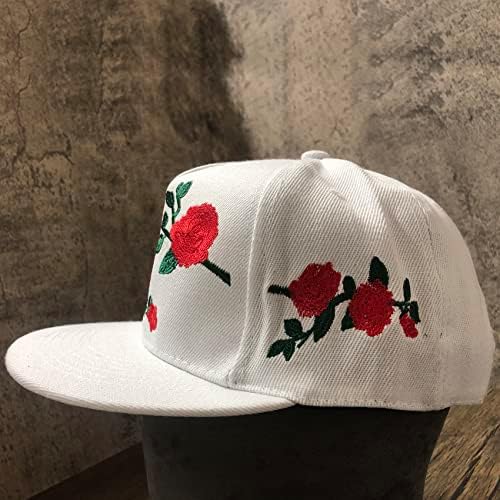 כובע סנאפבק ספורט חיצוני עם ורד רקמה, כובע בייסבול שטוח לגברים ולנשים