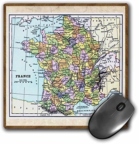 3drose LLC 8 x 8 x 0.25 אינץ 'כרית עכבר, מפה ישנה של צרפת