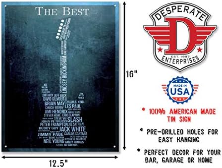 מפעלים נואשים הגיטריסטים הטובים ביותר שלט פח-קיר מתכת וינטג 'נוסטלגי ד' דסקור-תוצרת ארצות הברית
