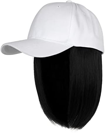בייסבול כובע נשים גליטר בייסבול כובע עם תוספות שיער ישר קצר בוב תסרוקת גבירותיי כובעים וכובעים
