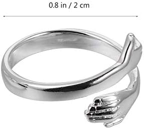טבעת חיבוק ידיים של Vorcool 2 PCS, טבעת תכשיטים אצבעות טבעת טבעת אצבעות לנשים זוג