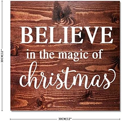 שלט משטני עץ חווה מאמינים בקסם של חג המולד מרובע דקורטיבי עץ תלייה לוחית עם פסוק התנך שלט אופנה ישן עיצוב בית למרפסת משרדית