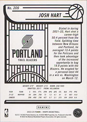 2022-23 Panini NBA Hoops 209 Josh Hart NM-MT Portland Trail Trail Blazers כרטיס מסחר בכדורסל NBA