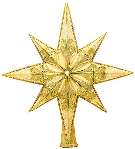 כריסטופר רדקו מעוצב ביד זכוכית אירופית לחג המולד עץ עץ דקורטיבי, כוכב כסף