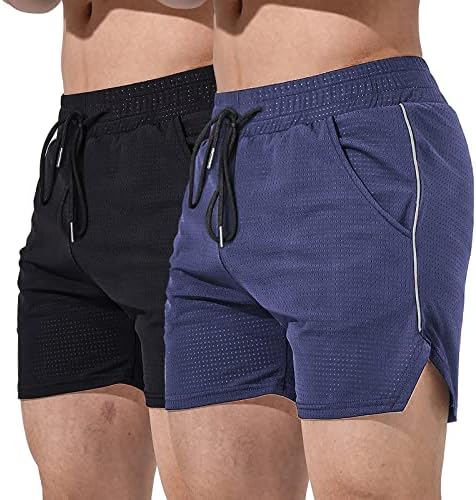 Maikanong Mens מותאם לרשת 5 מכנסיים קצרים אתלטים, מכנסי אימון קצרים, מכנסי כושר יבש מהירים קלים עם כיסי רוכסן