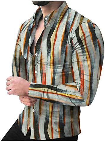 חולצות שרוול ארוך לגברים 2023 כפתור קיץ חוף למטה מודפס Y2K אופנה מזדמנת אופנה בתוספת חולצות צווארון בגודל