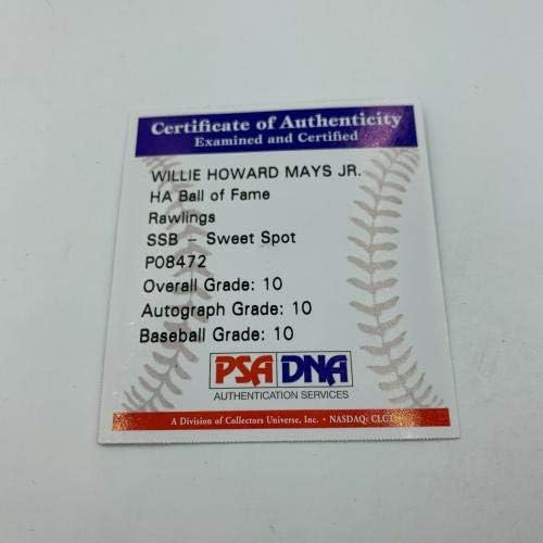 ווילי האוורד מייס ג'וניור. שם מלא חתום MLB בייסבול מדורג PSA DNA פנינה מנטה 10 - כדורי חתימה עם חתימה