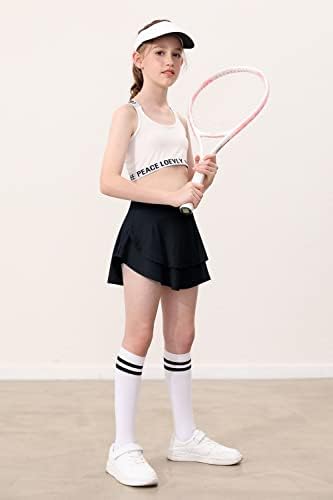 RRHSS בנות קרוסאובר מותניים מותניים סורטס כיסי טניס חצאית טניס סולידית סוליטית ריצה ספורט גולף סקורט