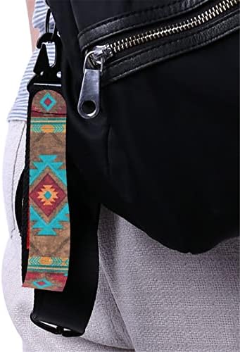 Glenlcwe שבטי יליד הודי אמריקאי אמריקאי אצטק הדפסת שרוך מפתחות ניאופרן ניאופרן שרוך, מחזיק מפתחות של שרוך שורש כף היד לחומר קל משקל