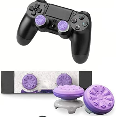 אחיזת אגודל עולמית חדשה לבקר PS4 כיסוי כובע אצבע אצבע אגודל מגדלים לבקר PS4 עם כפתורי L2 R2 Trigger Extenters עבור בקר PS4-Purple Gal-Xy