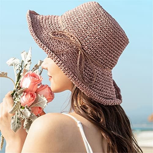 גבירותיי שמש כובע לנשים רפיה קש כובע מתקפל קיץ כובע רחב ברים חוף כובע נשי כובע פאטאל
