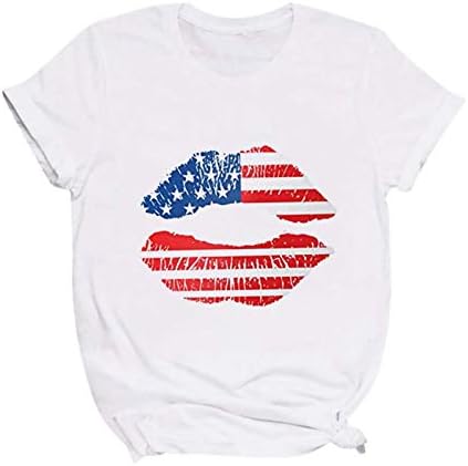 פטריוטית חולצות לנשים אמריקאי דגל שפות חולצה עצמאות יום חולצה קצר שרוול חולצות קיץ מזדמן טי חולצה