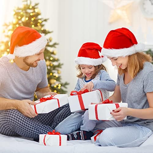 12.5 * 20 אינץ 12 חבילה פרימיום סנטה כובעים, קטיפה אדום קטיפה חג המולד כובעי עם חפתים לבנים עבור חג המולד חג טובות ומסיבה ספקי