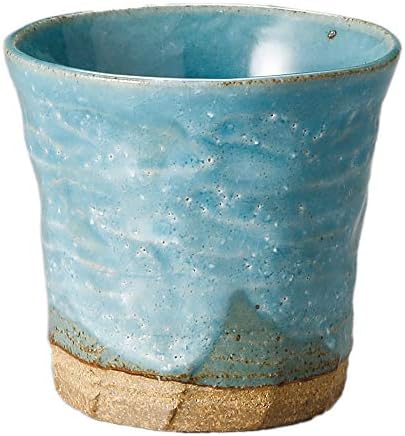 美濃 焼 כוס אבקת כחולה כוס חינם זכוכית סאקה יפנית, 9.5 × 8.5㎝ ・ 280㏄, מיוצר ביפן לשימוש עסקי