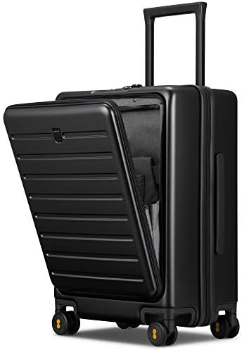 רמה8 כביש ראנר לשאת על מזוודות, 20-אינץ קל משקל מחשב קשיח מזוודה, ספינר מזוודות עם כיס קדמי, כפול צא מנעולים-שחור