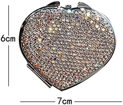 מיני כיס מראה לב צורת נייד איפור קטן מראה מתקפל דו צדדי מראה