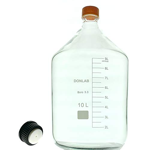 דונלאב מגהביט-10 ליטר 1 זכוכית בורוסיליקט 10000 מיליליטר/10 ליטר בקבוק ריאגנט מדיה עגול עם מכסה פאזה נייד 1 חור 45
