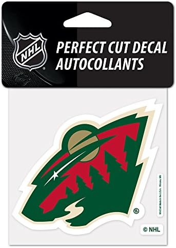 Wincraft NHL Minnesota Wild 02159013 מדבקות צבע מושלמות, 4 x 4, שחור