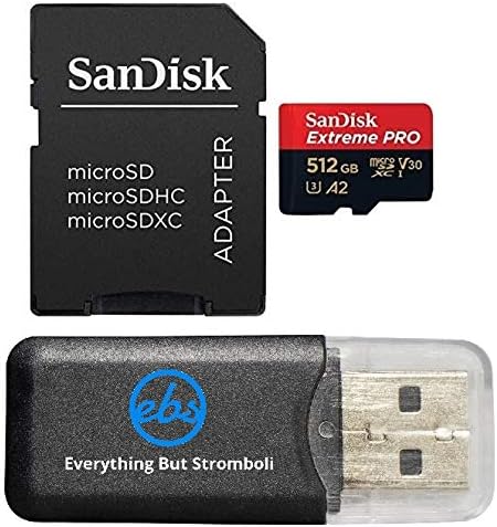 כרטיס זיכרון של סנדיסק 512 ג ' יגה-בייט מיקרו אקסטרים פרו עובד עם אינסטא360 אחד איקס2, אינסטא360 אחד מהדורת תאום חבילת מצלמות פעולה עם