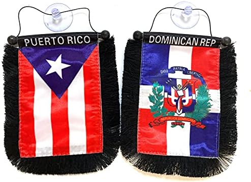 דגלי פורטו ריקו ודגלי הרפובליקה הדומיניקנית למכוניות בית שני צדדים אריזה משפחתית