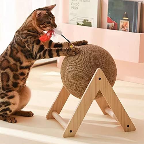 חתול גרדן צעצוע, טבעי סיסל חבל חתול מגרד כדור גרדן צעצוע עם כדור מזלגות & מגבר; כלבים & מגבר; חתולים & מגבר; גור, אינטראקטיבי מוצק עץ