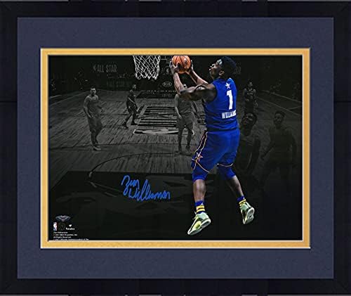 ממוסגר ציון וויליאמסון ניו אורלינס פליקנים חתימה 11 x 14 2021 NBA All -Star Game Spotlight צילום - תמונות NBA עם חתימה