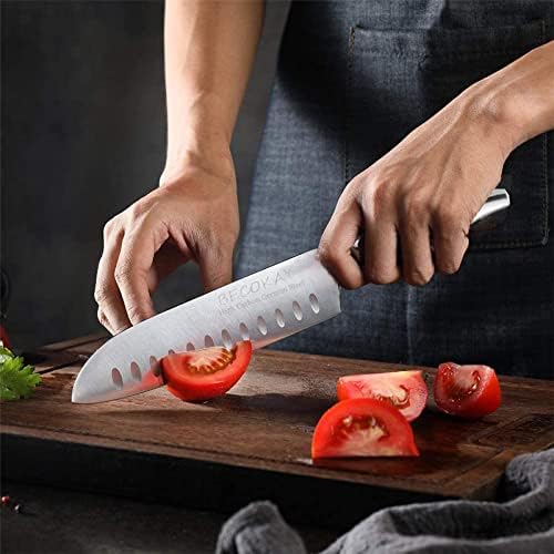 Becokay Ultra Sharp Butcher Cleaver סכינים עם ידית מתכת לעצמות חיתוך, סכין סנטוקו בגודל 7 אינץ 'פחמן גבוה סכין שף לבשר
