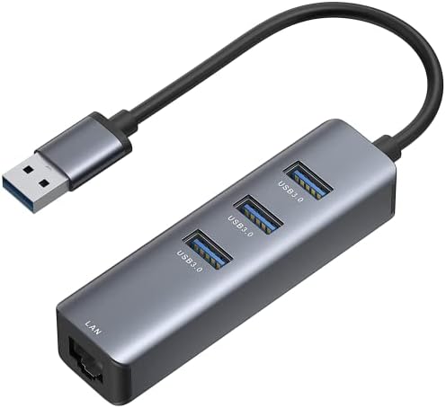 מתאם USB ל- Ethernet, Cakitte RJ45 10/100/1000 Gigabit Ethernet מתאם רשת עם 3-יציאה USB 3.0, תואם ל- MacBook Pro/Air, HP/Dell/Surface