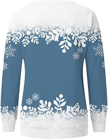 חולצות סווטשירט לחג המולד של נשים חולצות שלג גדול של שלג גר גרפי צוואר צווארון שרוול ארוך שרוול רופף חולצה חולצה