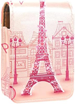 פריז אייפל מגדל האהבה ורוד אהבת איפור שפתון מקרה עם מראה עבור ארנק קוסמטי פאוץ שפתון מחזיק