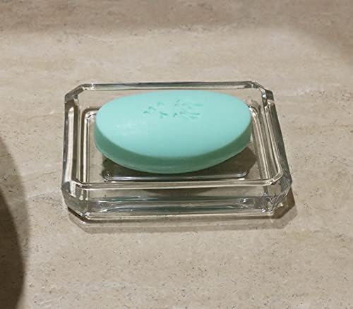 ברור זכוכית סבון צלחת, כבד סבון מחזיק לאמבטיה, כיור ומטבח
