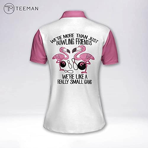 טיימן בהתאמה אישית חולצות באולינג תלת מימד לנשים, חולצות באולינג בהתאמה אישית של פלמינגו, חולצות באולינג רטרו לנשים