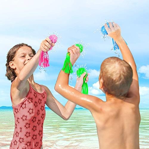 אמנות יצירתיות כדורי מים תמנון, סט של 3, צעצועי אמבטיה לילדים מגומי, צעצועי בריכה להפגת מתחים חושיים לילדים, חומרי מילוי תיק גודי חמודים