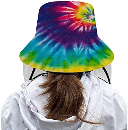 מגן כובע דייג עם כיסוי, צבעוני צבע עניבה דפוס מגן כובע קיץ אופנה מתקפל דלי כובע הגנה נגד רוק אבק