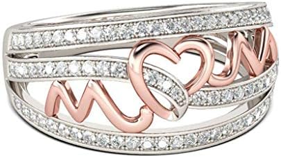 טבעות אירוסין לנשים אופנה ליום האם אלגנטי טבעת אהבה יוקרתית ריינסטון טבעת תואמת לנשים מתנות תכשיטים טבעת נישואין