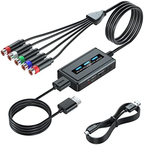 רכיב נשי לממיר HDMI עם פונקצית סולם עבור PS2/ NGC/ Xbox/ Wii עם רכיב זכר, RGB ל- HDMI Scaler ממיר עם HDMI וכבלי רכיב משולבים, YPBPR לממיר